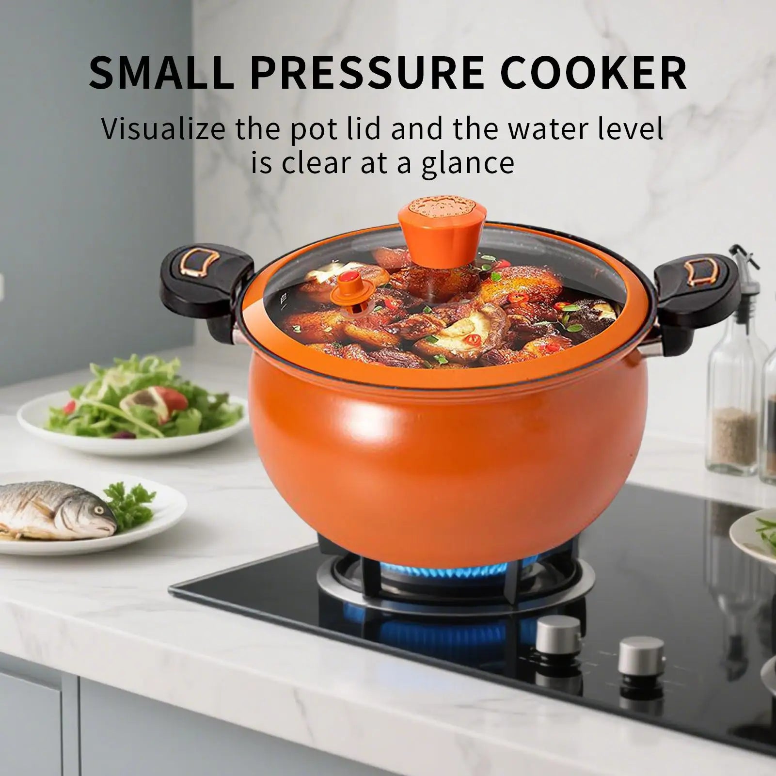 Pressure Cooker Cooking Pot for Stew Fast Heating Non Stick with See Through Lid for Boil Cook Soup Food Home Induction Stoves Oasis Select