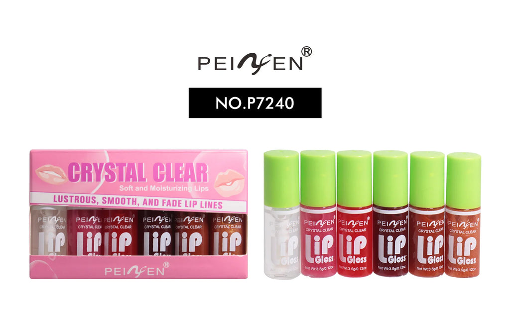 6-Piece Glass Mirror Lip Gloss Set – Shimmer Sheer Tints