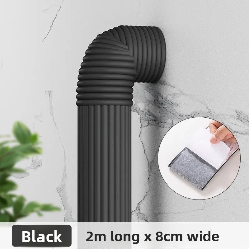 1-5pcs 2M Decorative Pipe Sleeve for Fire Sprinkler Sewage AC Heating Tubes Indoor Hide Ugly Utility Lines Creative Home Decor Oasis Select Black 1PC