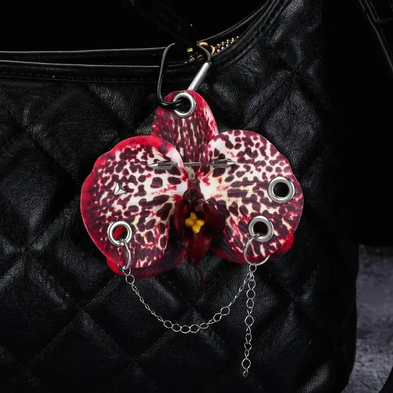 Exquisite Simulation Phalaenopsis Keychain Backpack Decoration Gifts Creative Hand-punched Puncture Simulation Flower Keyring Oasis Select