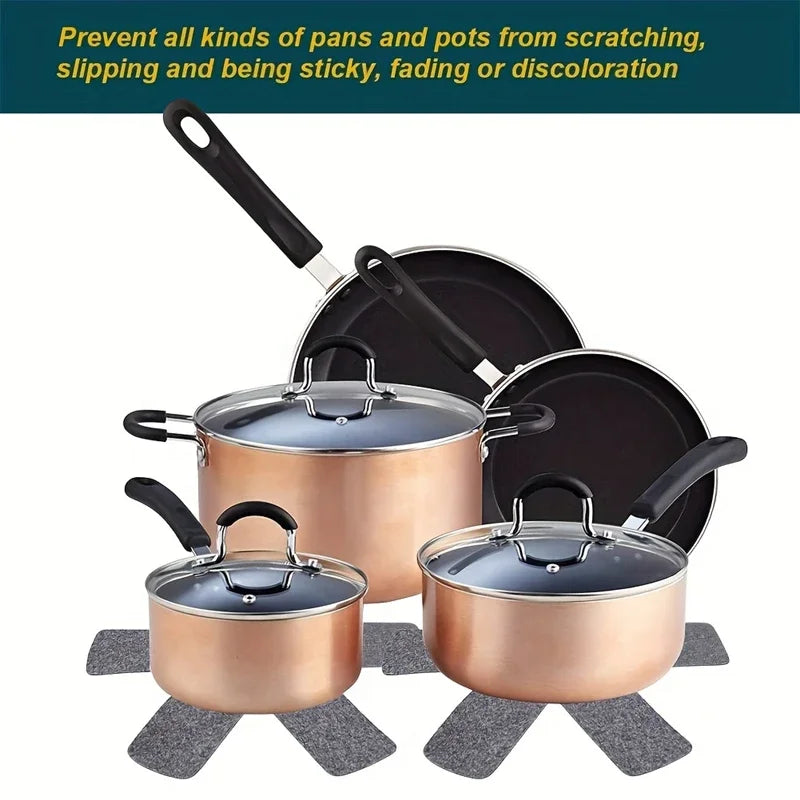 3Pcs Pot Pan Felt Protectors Divider Pads Heat Resistant Prevent Scratching Separate Mat Surfaces For Cookware Kitchen Tool Oasis Select