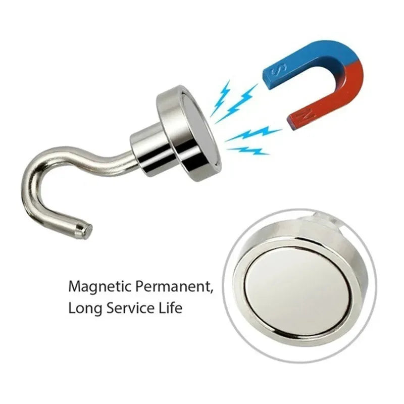 12/6/1Pcs Strong Neodymium Magnetic Hook Sucker Metal 12kg 5Pounds Diameter 20mm Magnets Quick Hook Shelf Ring For Home Kitchen Oasis Select