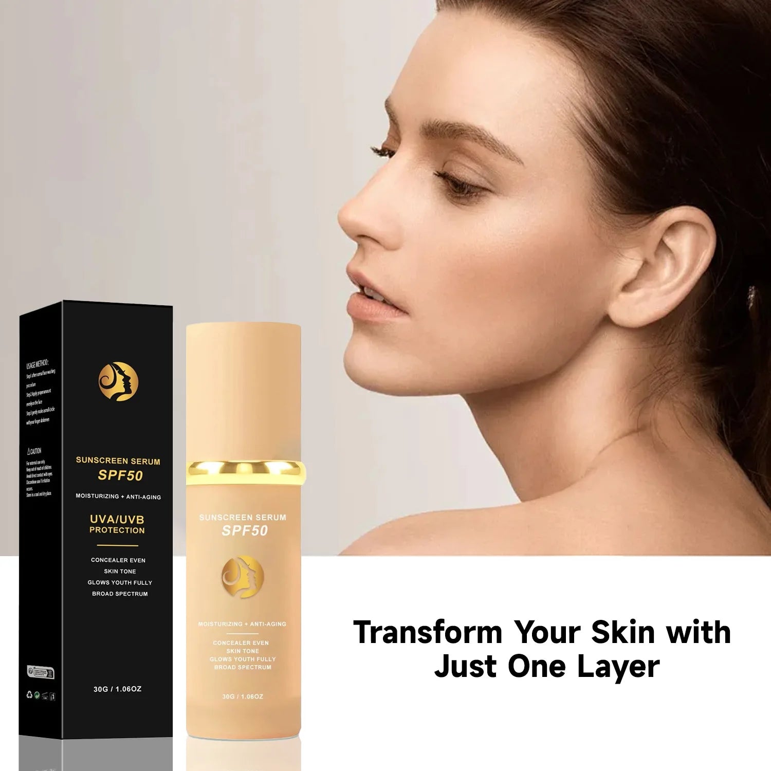 4-in-1 Foundation Liquid Makeup 4 In 1 Foundation Light Spectrum Sunscreen Serum Liquid Hydrating Full Coverage Concealer SPF 50 Oasis Select