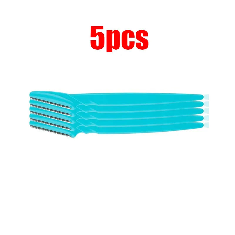 5/10/15pcs Eyebrow Trimmer Makeup Beauty Tools Safe Eye Brow Razor Face Body Hair Removal Shaver Blades Eyebrows Shaping Knife Oasis Select 5pcs Blue