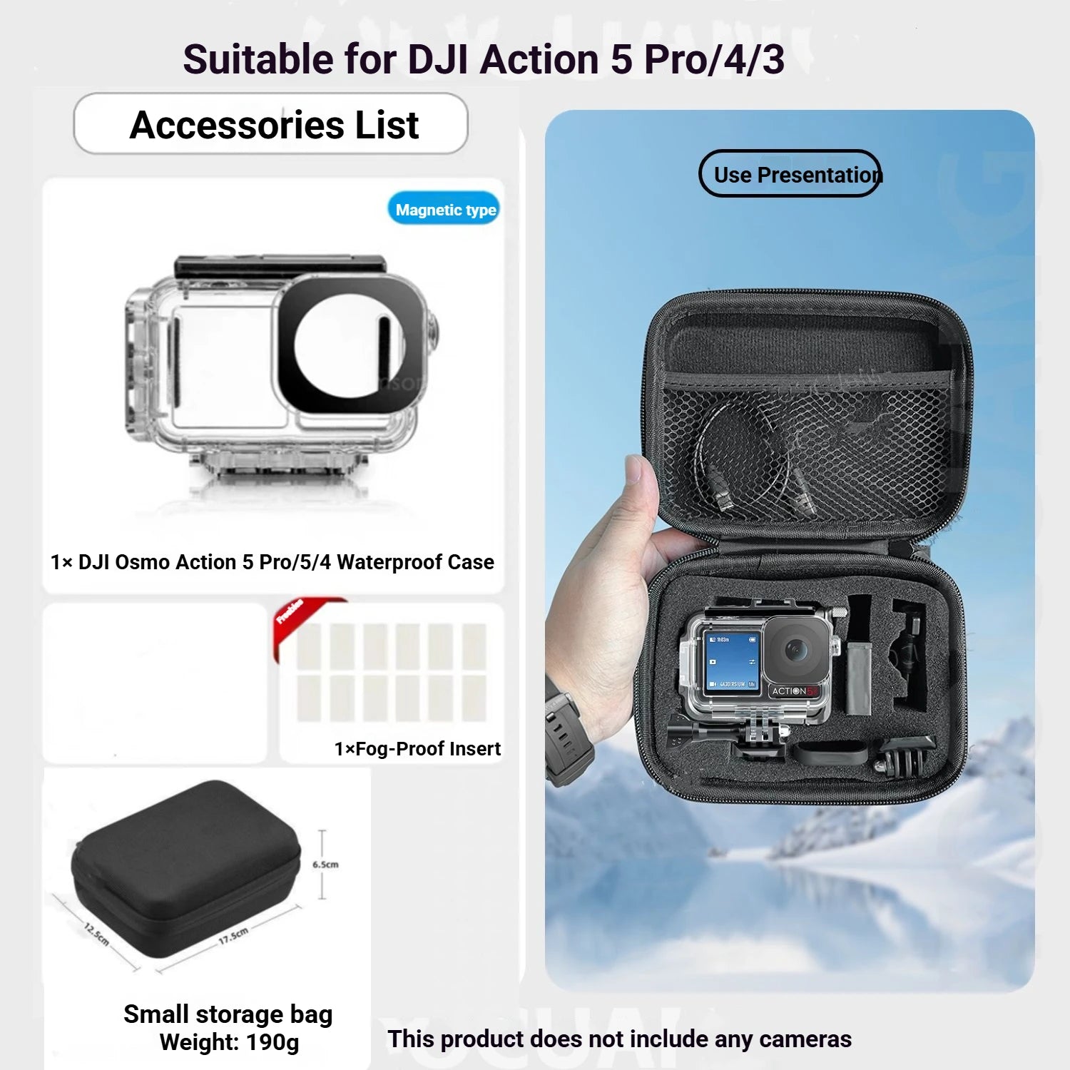 Magnetic Waterproof Diving Case for DJI Action 5 Pro/4/3