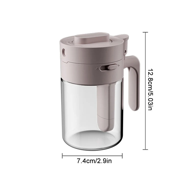 SU Household Kitchen Moisture-Proof Seasoning Jar Salt Container 2 In 1 Glass Spice Bottle Spoon Separation Glass Seasoning Can Oasis Select milky coffee