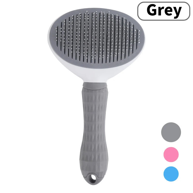 Pet Dog Brush Cat Comb Self Cleaning Pet Hair Remover Brush For Dogs Cats Grooming Tools Pets Dematting Comb Dogs Accessories Oasis Select Grey