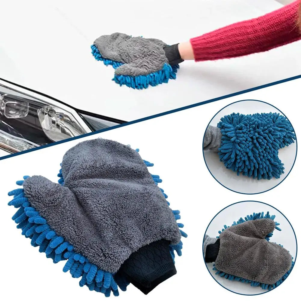 Microfiber Chenille Car Wash Gloves – Scratch-Free Double-Sided
