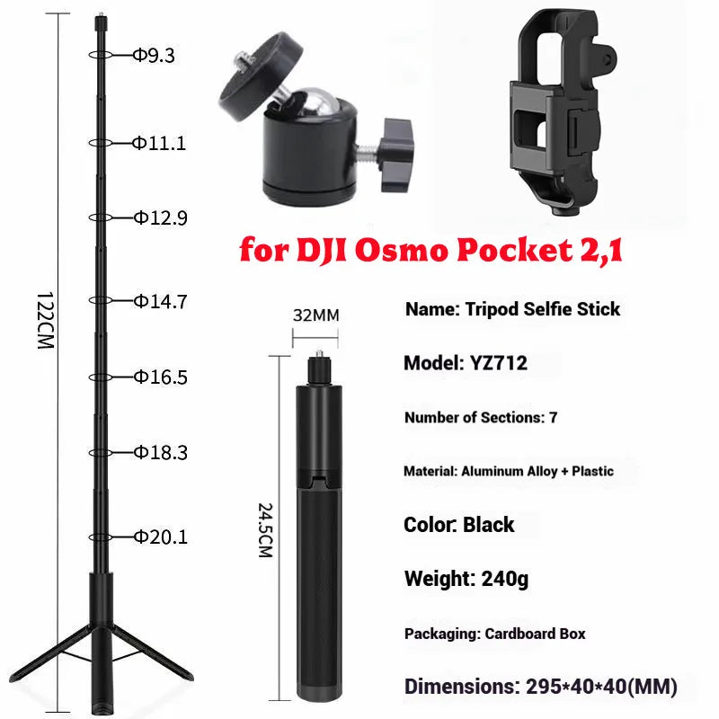 120cm Invisible Selfie Stick Tripod for GoPro, DJI & Insta360