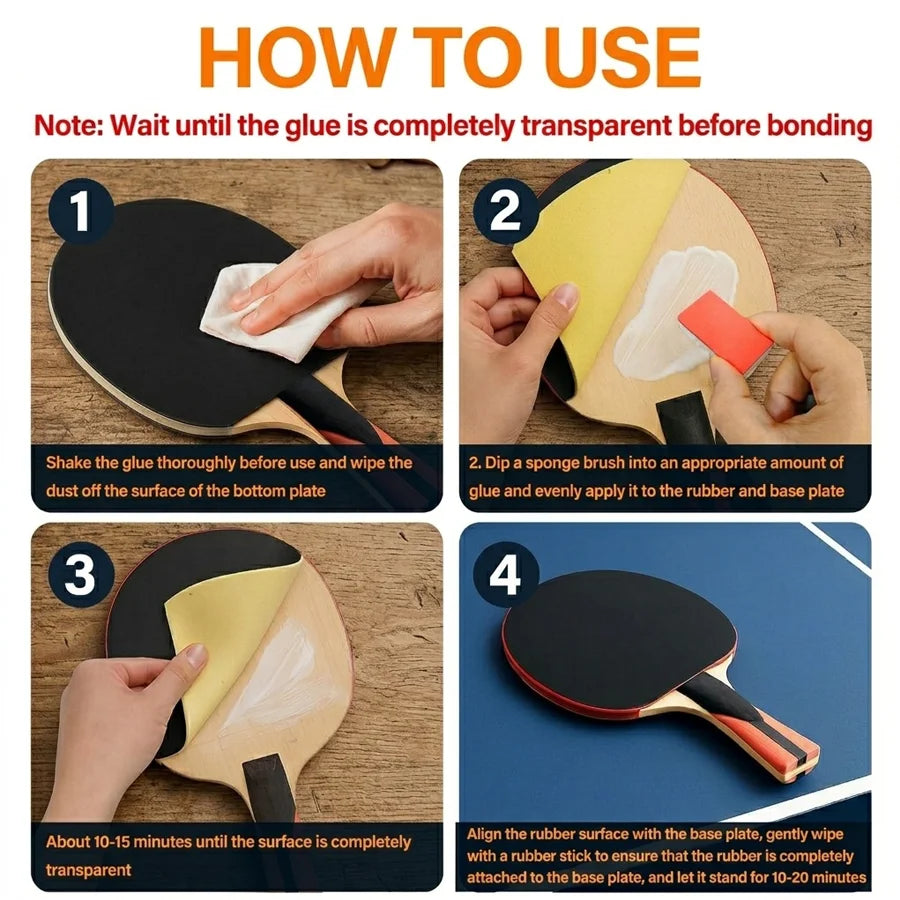 MIRAVEXL 50ml High-Speed Table Tennis Racket Liquid Glue — Professional Racket Rubber Adhesive (Includes Sponge Applicator) Oasis Select