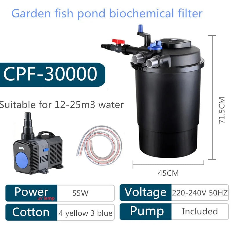 CPF-30000 filter barrel/75L suitable for30m³ fish pond with germicidal lamp pond swimming pool filter pressure Farm water purifi Oasis Select CPF30000 a set AU adapter plug