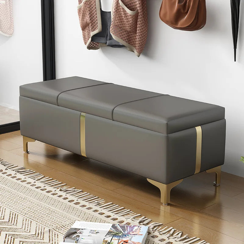 Shoe changing stool household door shoe cabinet seat stool integrated seated small stool wear shoe stool soft bag shoe rack Oasis Select Dark Grey-100cm