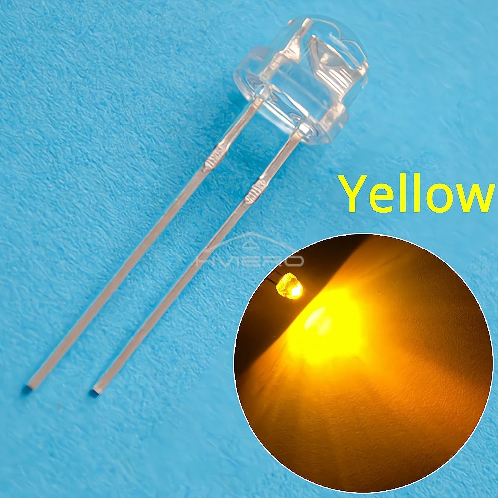 100Pcs 5mm Straw Hat LED Diodes – Wide Angle DIY Light Beads