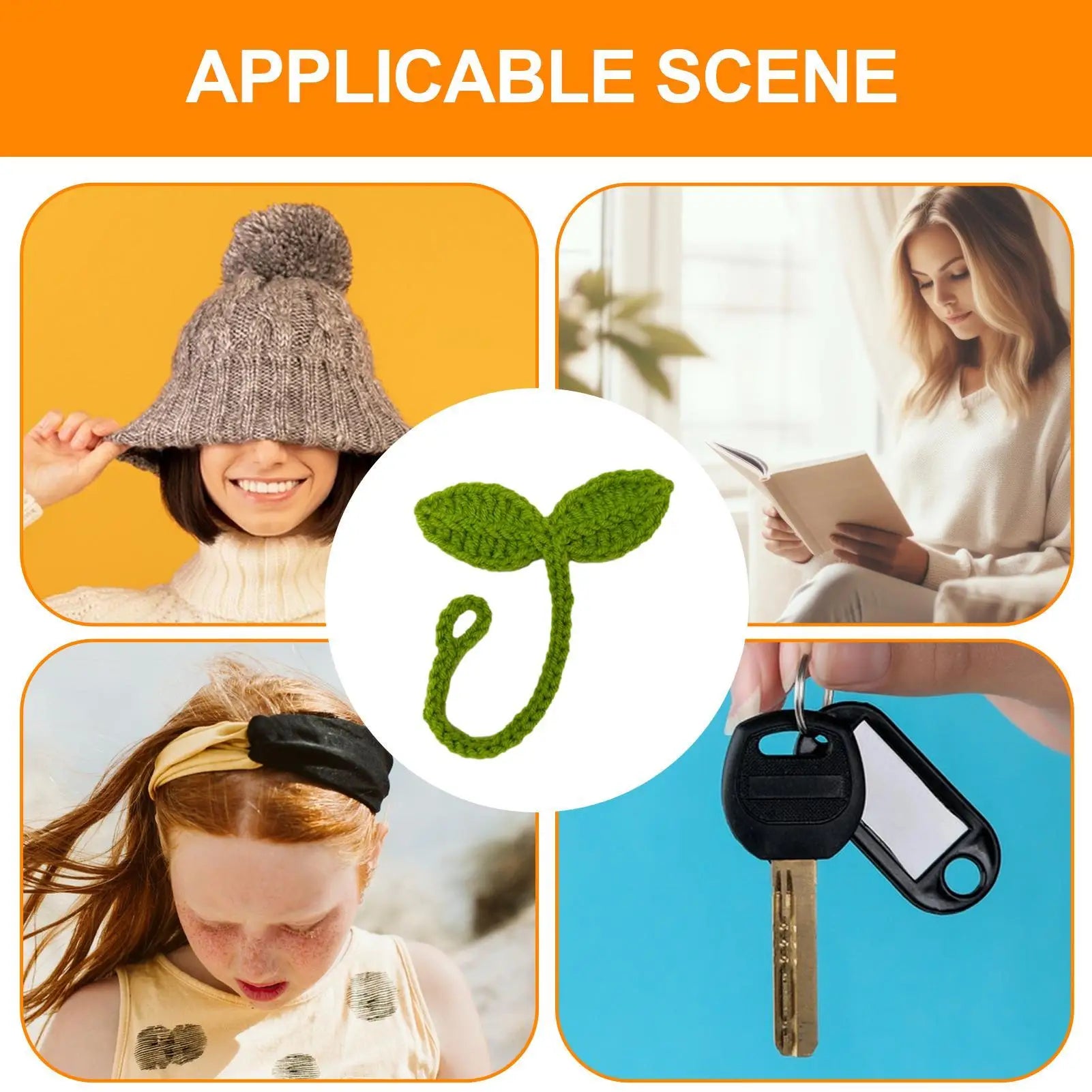 Knitted Crochet Leaf Sprout Bookmark Leaf Decor Green DIY Craft Cute Handmade Crochet Accessories Gift For Holidays New Year Oasis Select