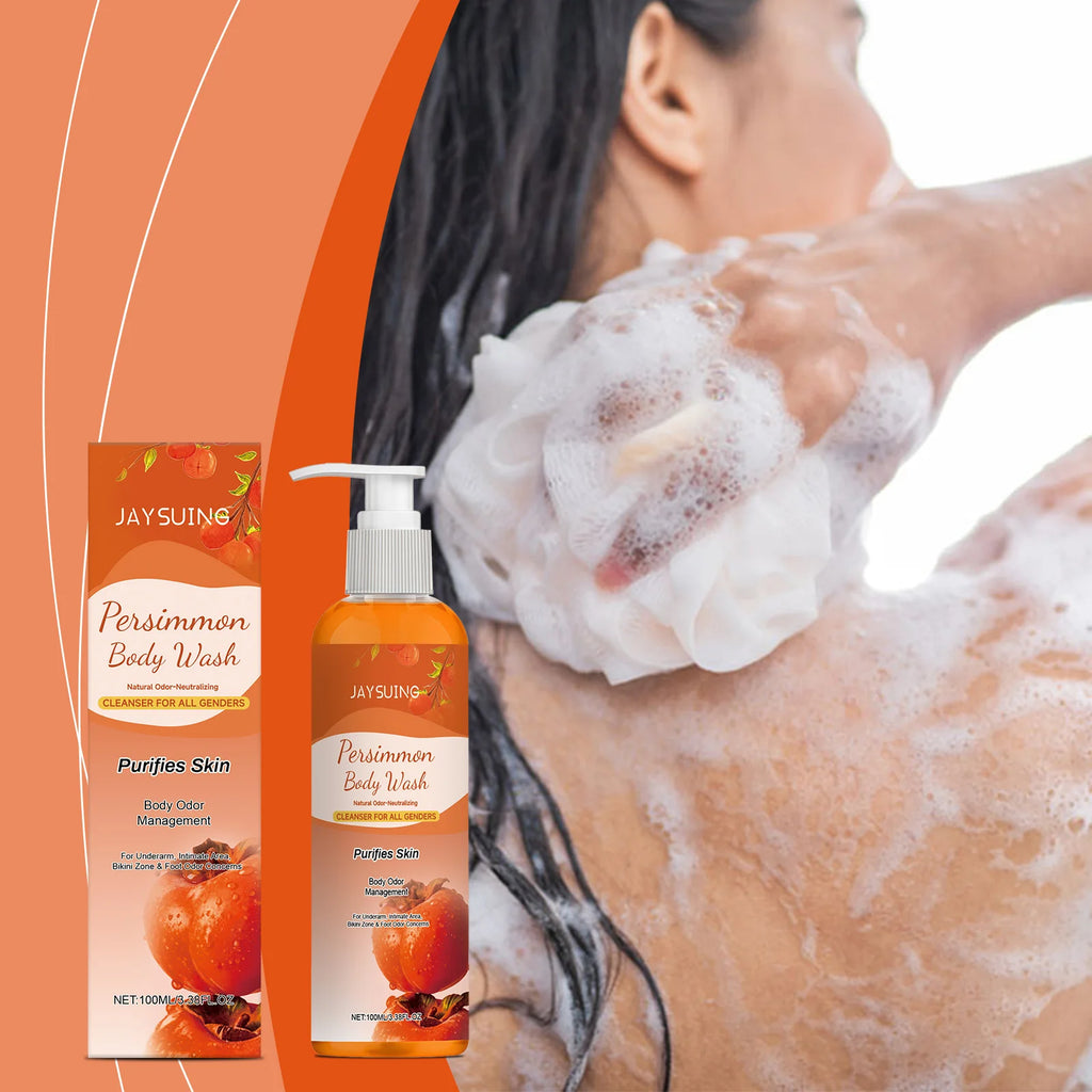 Exfoliating Persimmon Scented Shower Gel Cleanses the Body Removes Odors Dirt and Oil Leaves Skin Feeling Fresh and Smooth Oasis Select