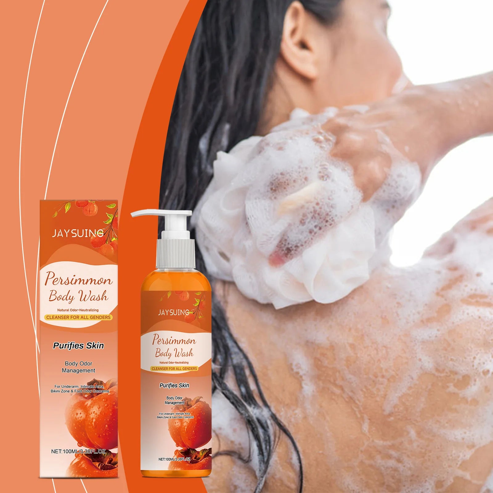 Exfoliating Persimmon Scented Shower Gel Cleanses the Body Removes Odors Dirt and Oil Leaves Skin Feeling Fresh and Smooth Oasis Select