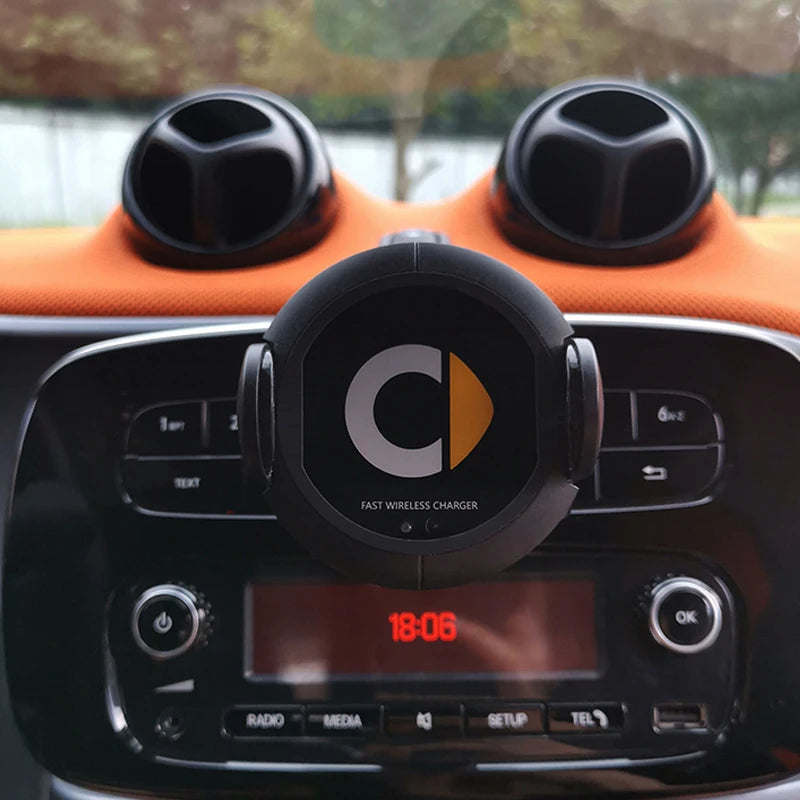Auto Clamping Car Mount for Mercedes Smart 453 451 Wireless Charging Phone Holder Qi Enabled Charger Car Accessories Oasis Select