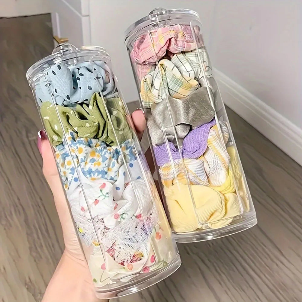 1pc Cylindrical Cotton Pad Holder, Makeup Storage Cotton Pad Dispenser, Bathroom Storage Jar, Desktop Storage Organizer Oasis Select
