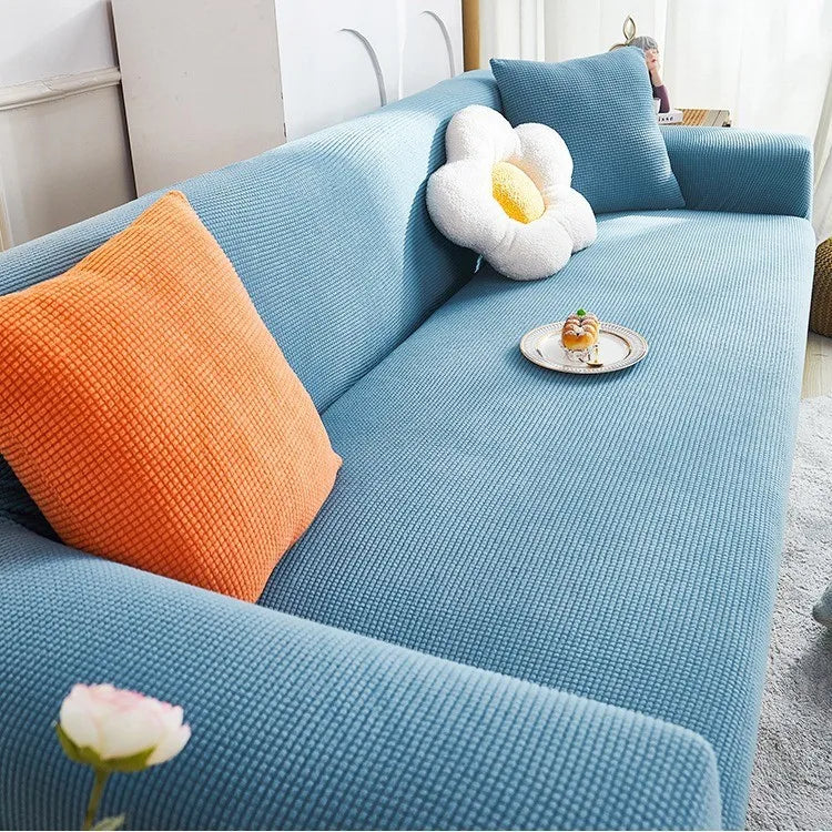 Elastic Sofa Cover All-inclusive Nordic Style Summer Simple Anti-cat Scratch Sofa Dust-proof Cover Couch Covers for Sofas Oasis Select 5 people 305-360CM sky blue