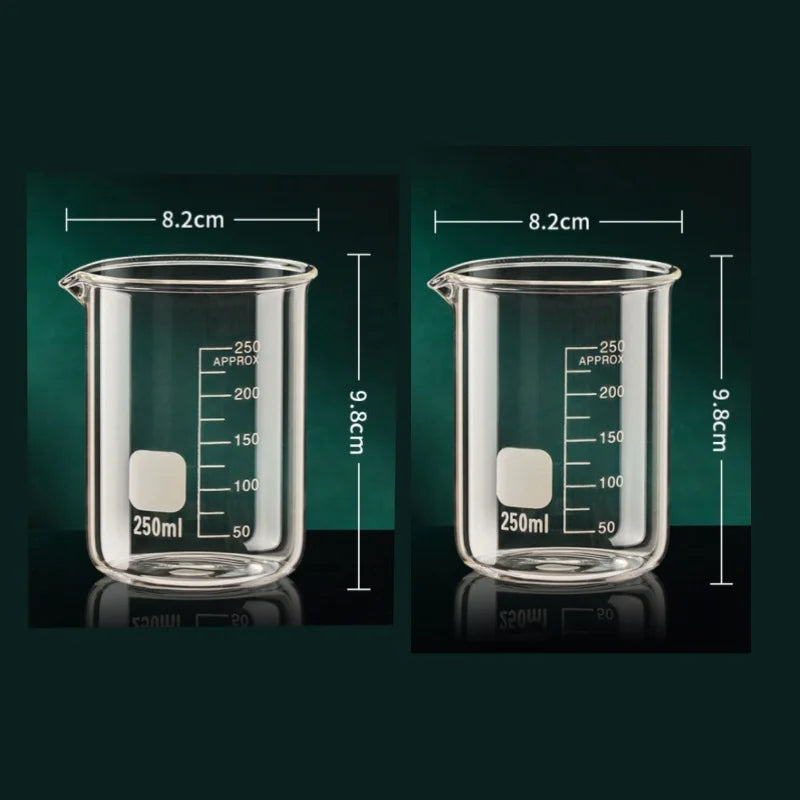 50/1000ML 2PCS Glass Measuring Cup Durable Clear Scale Jugs Heat-resisting Laboratory Beaker Kitchen Baking Liquid Container Oasis Select 250ml 2pcs 50-1000ml