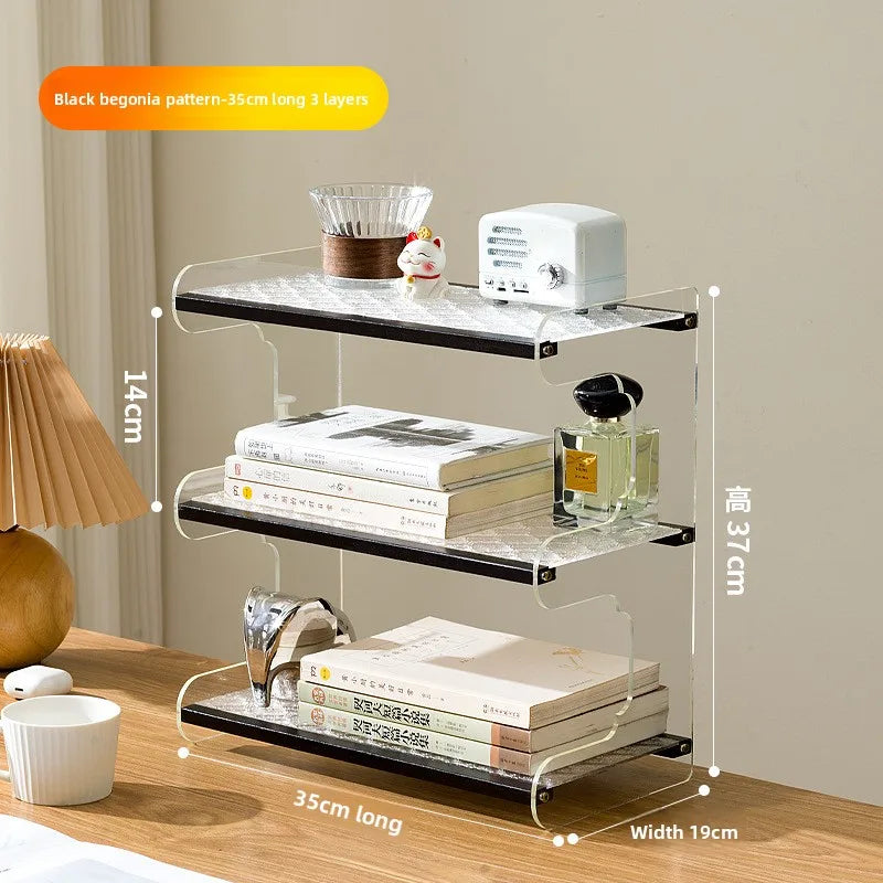 Desktop bookshelf, desktop shelf, desk storage rack, dormitory desk, study table, multi-layer shelf, multi-layer shelf Oasis Select Black 3-35