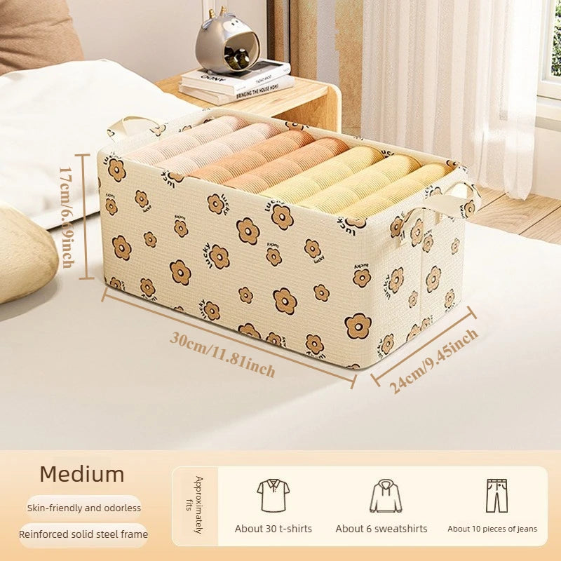 New Upgraded Steel Frame Storage Box,Foldable Clothes Organizer with Lid, Dustproof Moisture-Proof Wardrobe Basket, Home Storage Oasis Select M