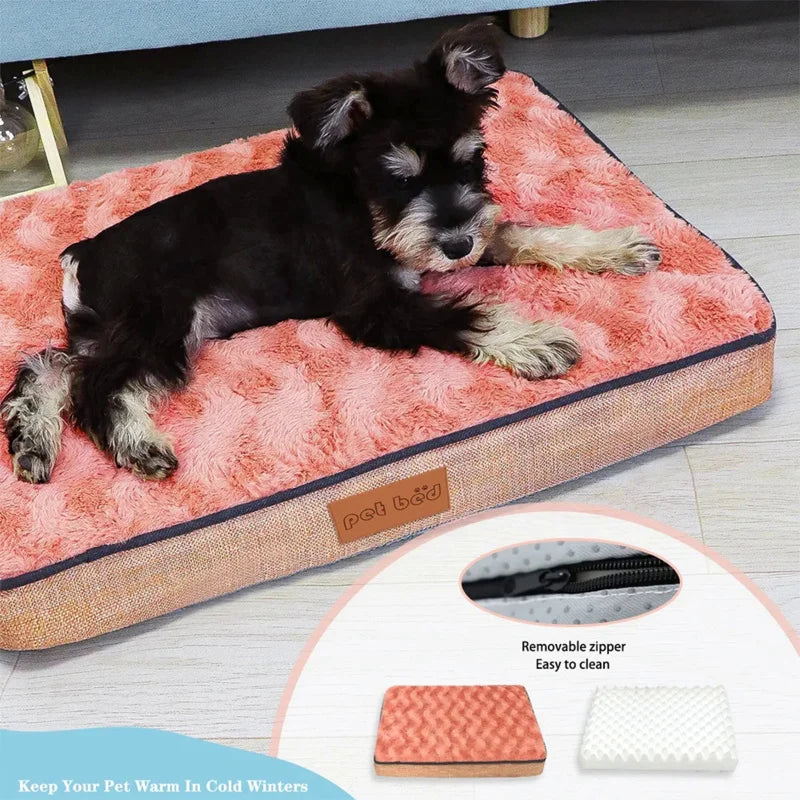 Dog Bed Memory Foam Pet Bed With Removable Washable Faux Fur Cover Orthopedic Waterproof Dog Bed For Crate Anti-Slip Bottom Oasis Select