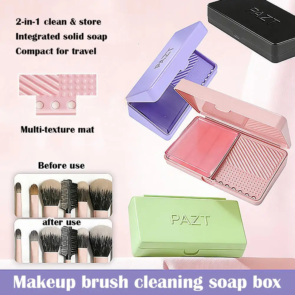 Makeup Brush Cleaner Soap, 2-in-1 Brush Cleaning Wash Bar with Scrubbing Silicone Cleaning Mat For Cleaning Makeup Sponges Brush Oasis Select