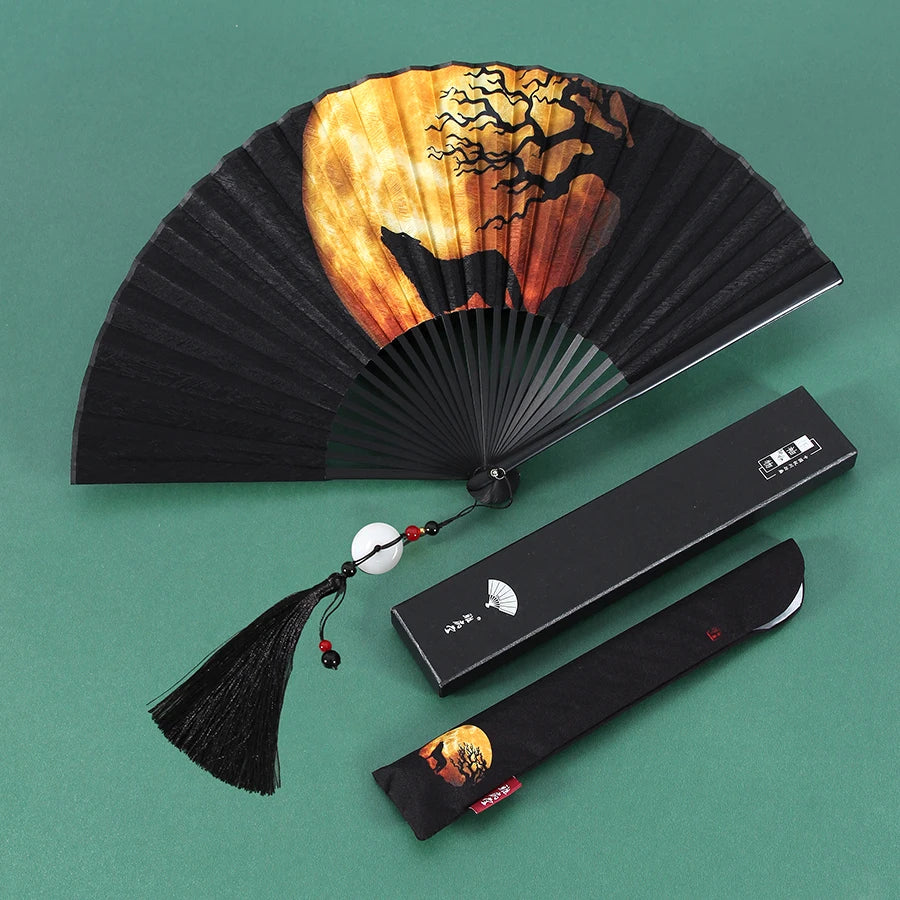 Ancient Folding Fan Black Dragon Fan Chinese Style Summer Hanfu Folding Fan Oasis Select 9 8 inches