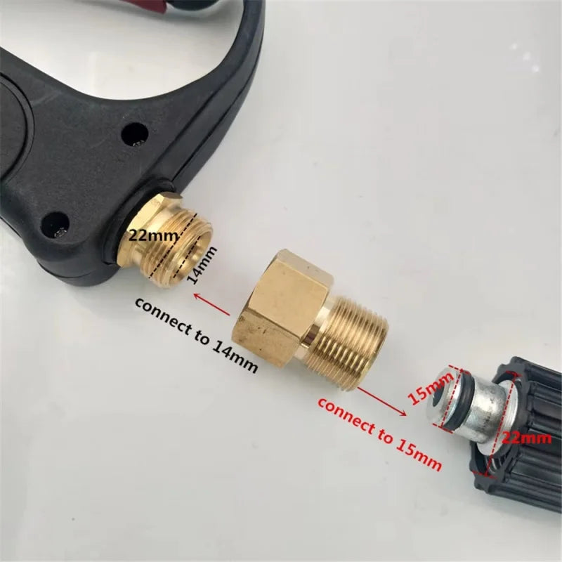 Brass Pipe Hex Nipple Fitting Quick Adapter M22 14mm Or 15mm Male Thread Connection Coupler For High Pressure Washer Gun Hose Oasis Select