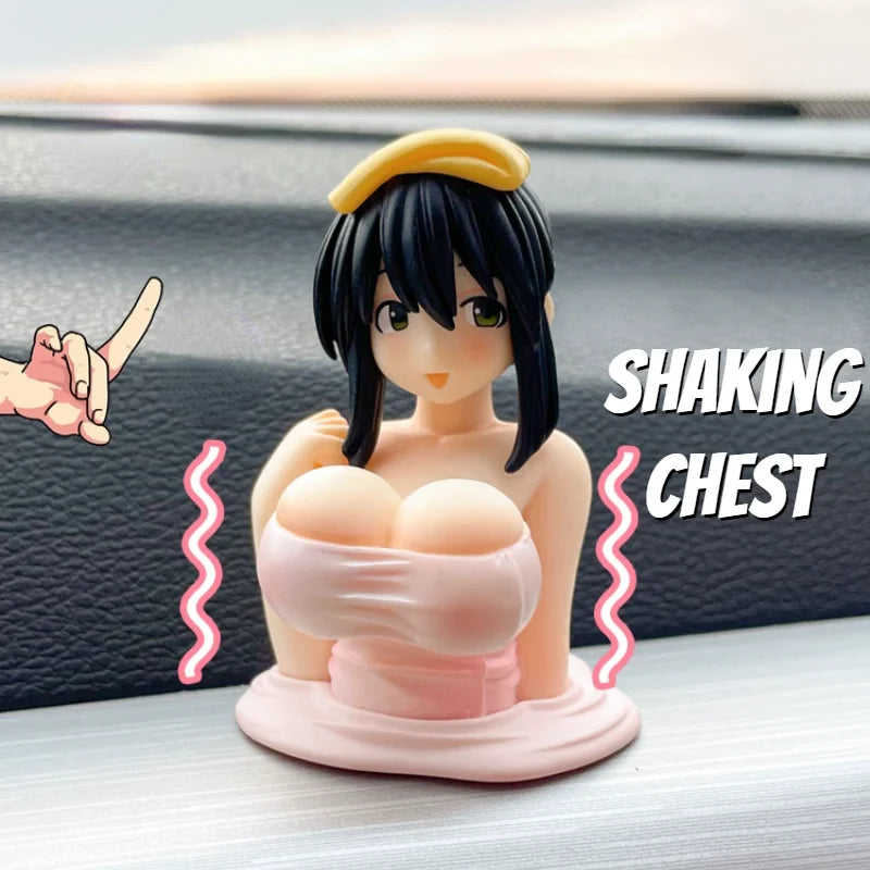 Sexy Kanako Chest Shaking Girls Car Ornaments Cartoon Kawaii Anime Statue Car Dashboard Sexy Doll Figurine Cute Car Decorations Oasis Select