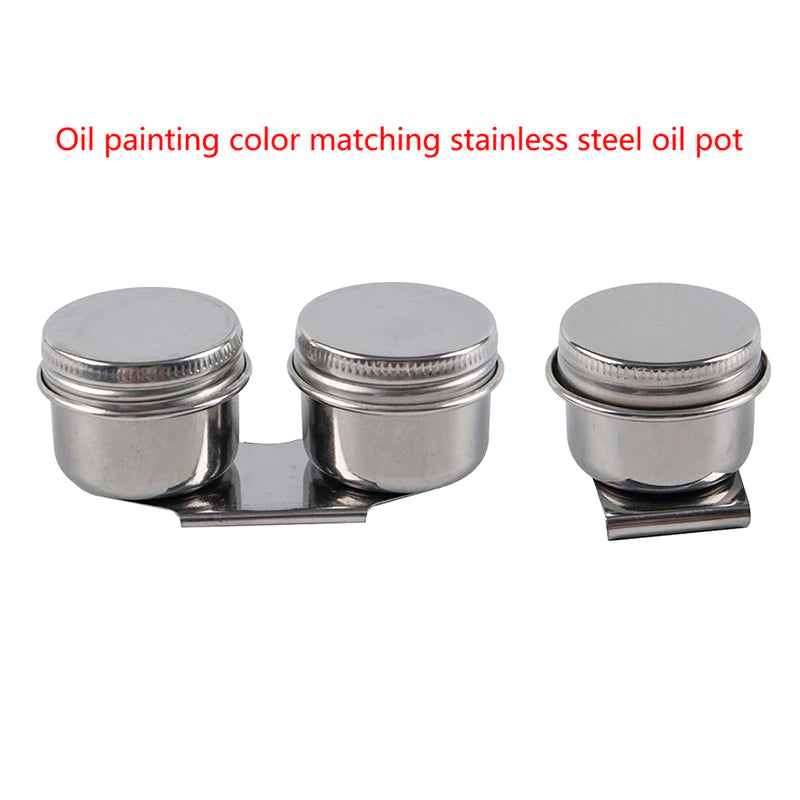 Stainless Steel Double Palette Cup with Lid | Oil Painting