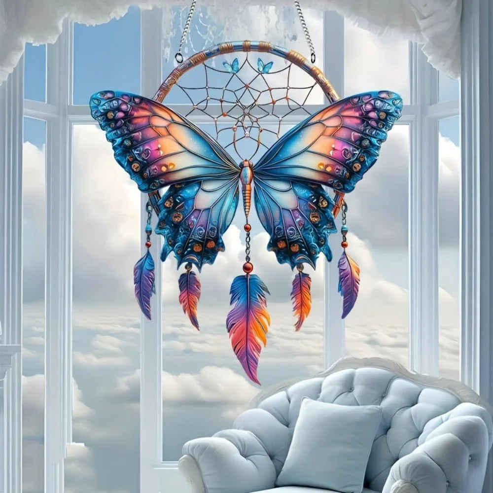1PCS Acrylic Dream pendant Catcher Hanging Ornament Waterproof Design Home Decor Butterfly Hummingbird Art Gift Idea Decoration Oasis Select