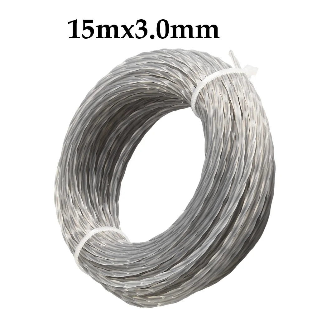 15M 2.4/2.7/3.0/3.5/4.0mm Grass Trimmer Line Nylon Lawnmower Cord Round String Trimmer Spool For Mowing Wild Plants Shrubs Weeds Oasis Select