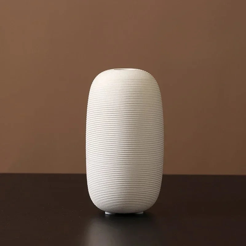 Modern simple white ceramic vase decoration flower arrangement living room TV cabinet home decoration flower device Oasis Select N (D 9.5cm H 15.5cm)