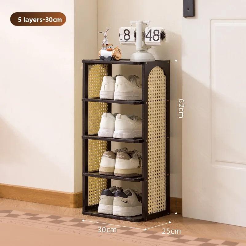 Multi-layer household door Small narrow shoe cabinet Simple and does not take up space Strong and durable Home storage shelf Oasis Select Black five layers