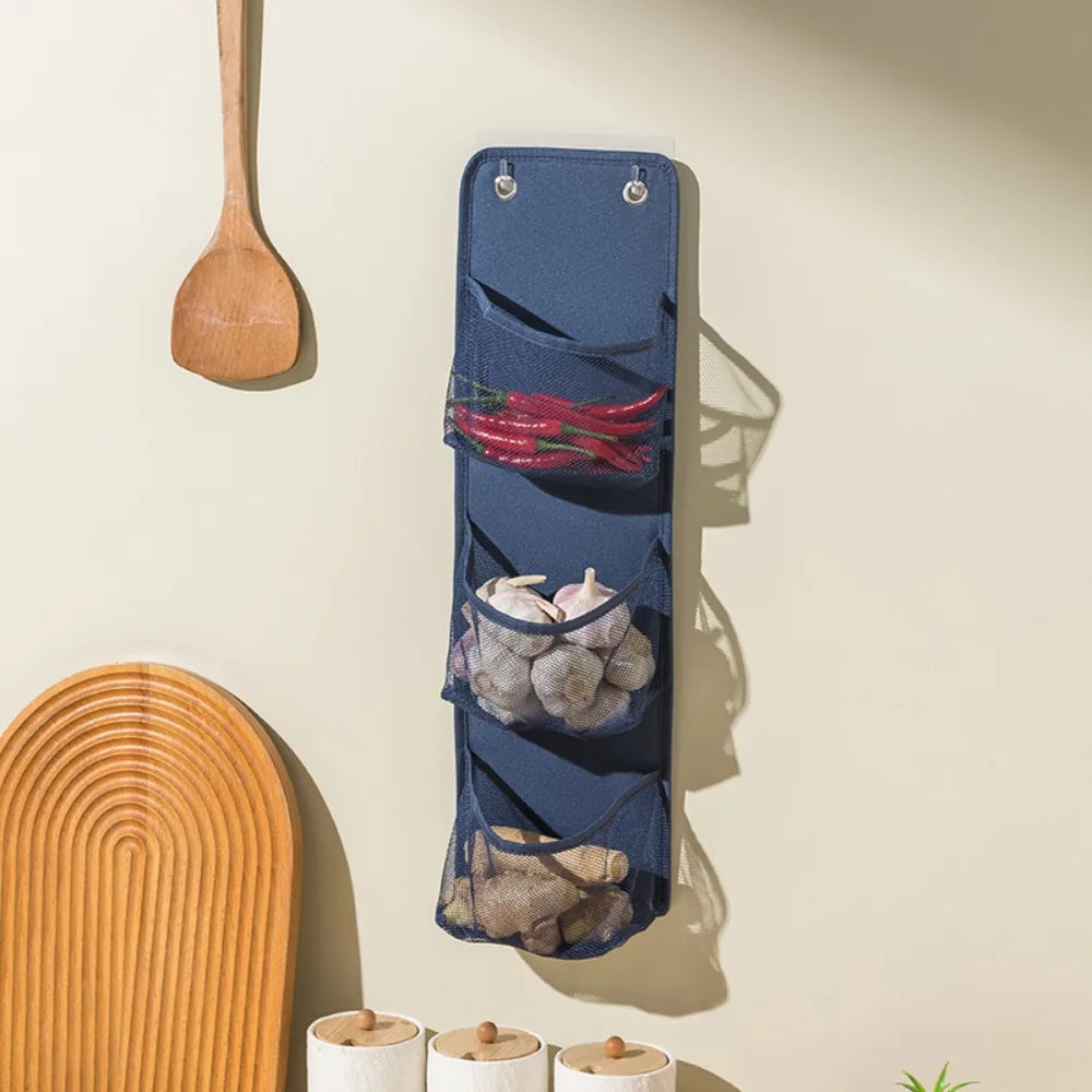 Wall-Mounted Mesh Storage Basket | No-Drill Kitchen Organizer