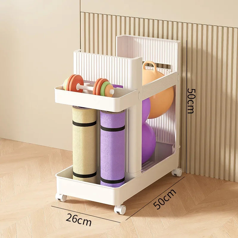 Multi-functional Household sports equipment storage cart finishing basket with wheels movable Durable Oasis Select Angel White