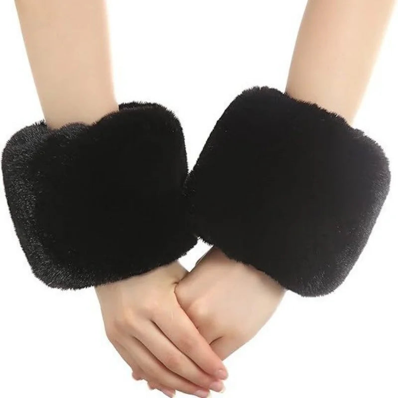 Adult wristband sleeves Christmas sleeves imitation rabbit fur warm sleeves plush gloves versatile fashion warm wrist protection Oasis Select 2