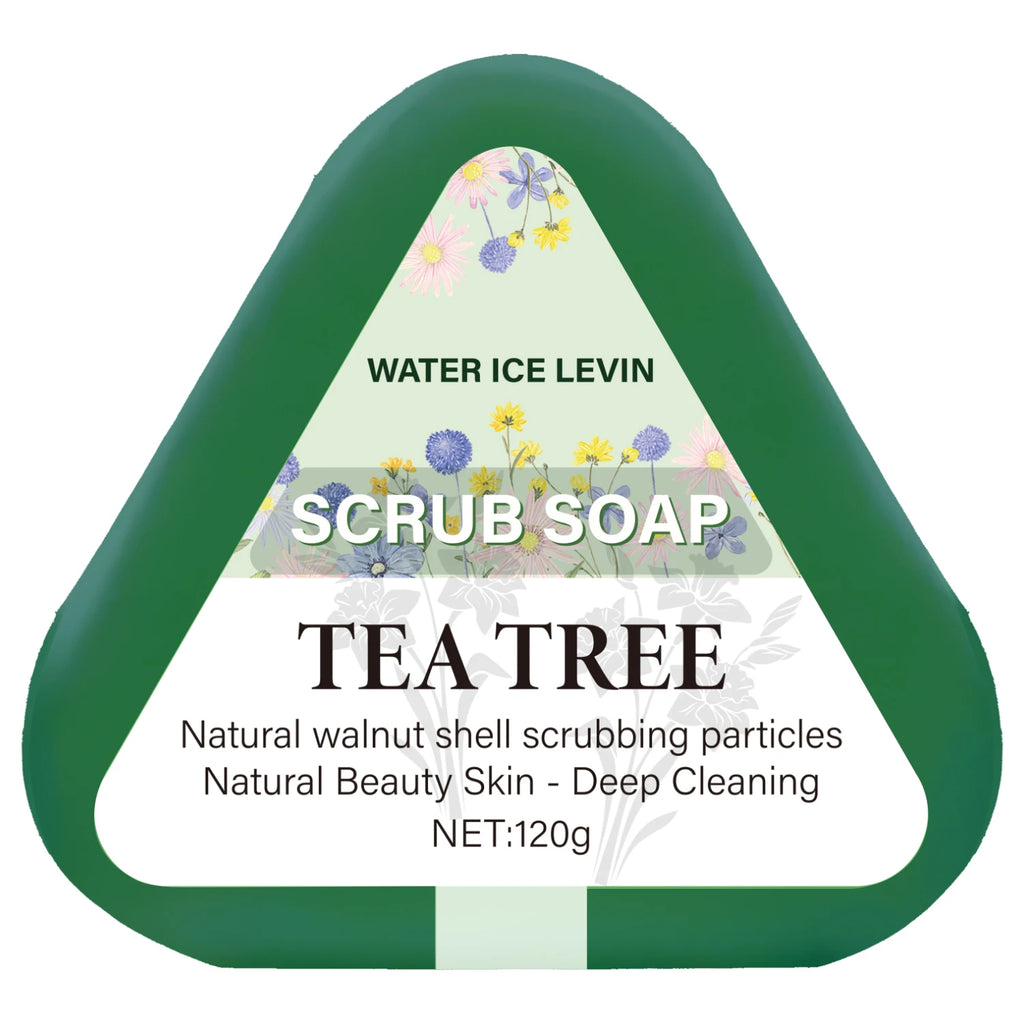 Tea Tree Scrub Soap with Walnut Shell – Deep Cleansing Bar Exfoliating Scrub Soap Oasis Select Seaweed 120g