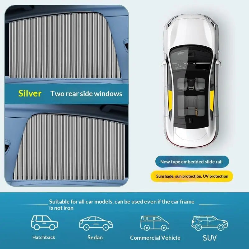 2pcs Universal Car Sun Shade Side Window Curtain Auto Foldable Uv Protection Black Pure Cloth Sun Visor Blinds Cover Car-Styling Oasis Select E