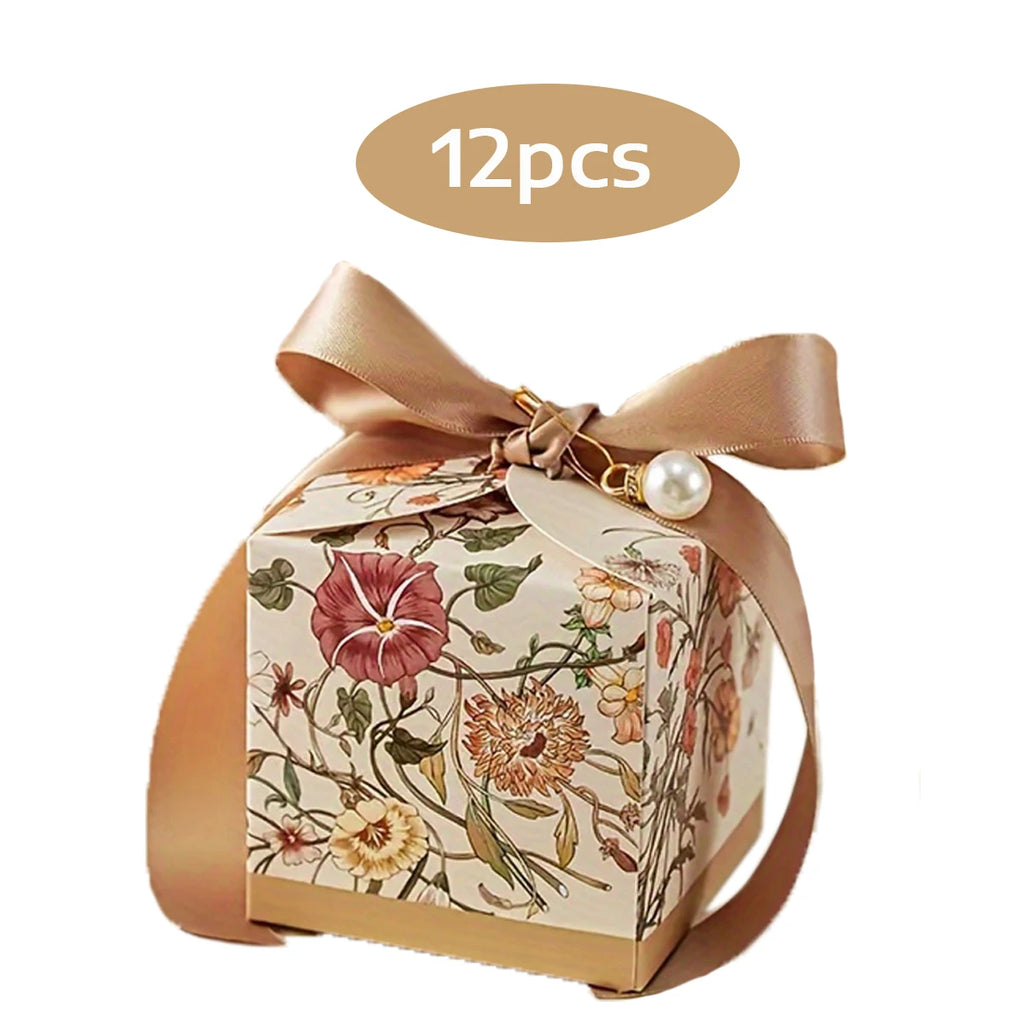 24/12pcs, Deluxe Flower Candy Box, Wedding Candy Box, 2.75x2.75in, Chocolate, Engagement, Party, Party, Christmas Halloween Oasis Select Champagne 12pcs 7x7x7cm