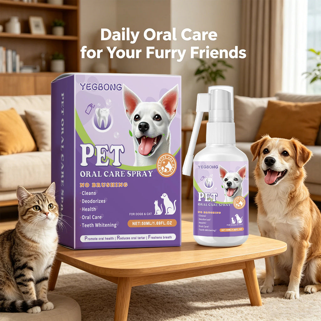 YEGBONG Pet Oral Spray 50ml for Dogs & Cats Bad Breath Treatment Teeth Cleaning Deodorant Dental Care Spray Pet Mouth Freshener Oasis Select
