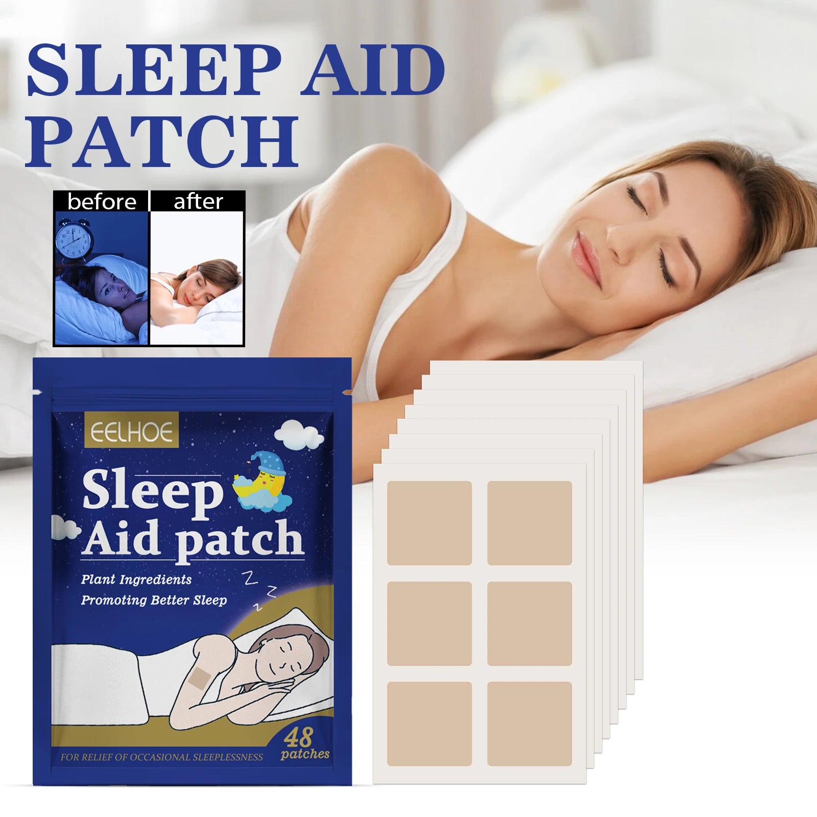 Eelhoe 48pc Herbal Sleep Patches – Natural Acupoint Sleep Aid