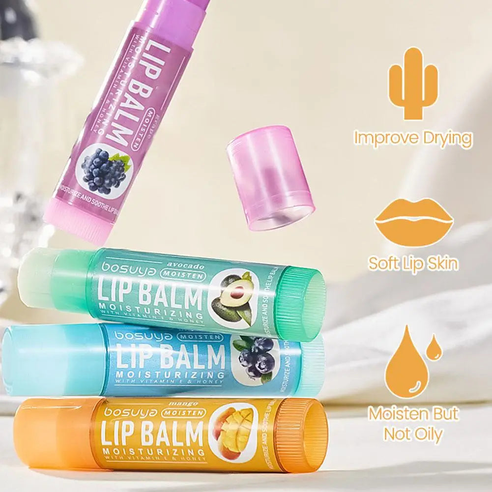 24PCs Natural Fresh Fruit Lip Balm Set Winter Moisturizing Lip Oil Long-Lasting Glossy Nourishing Lipstick Dry Lip Care Makeup Oasis Select