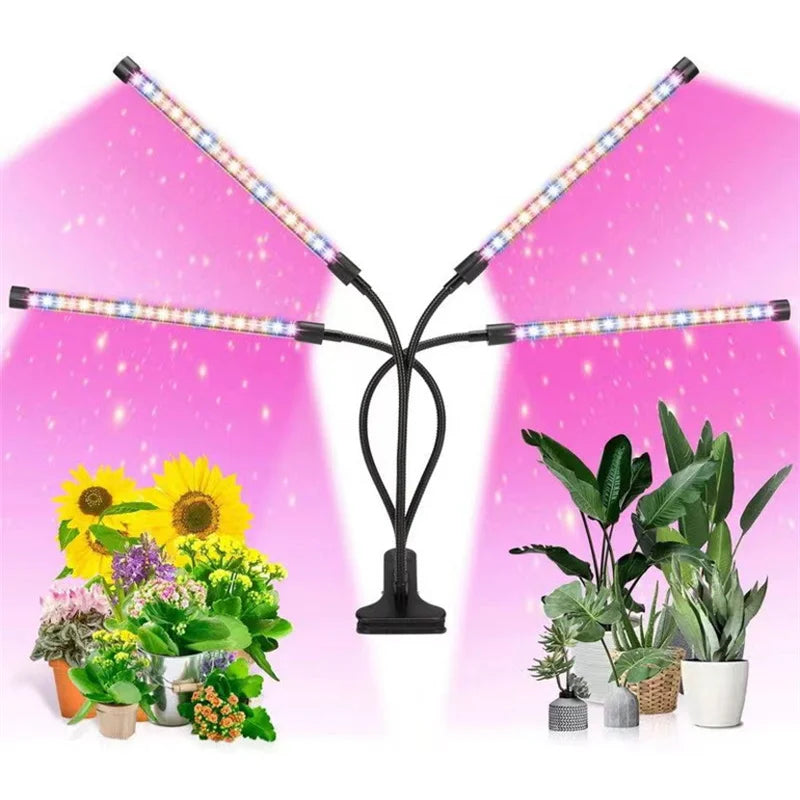 SHINEKNOT 4-Head Full Spectrum LED Grow Light | Remote & Timer