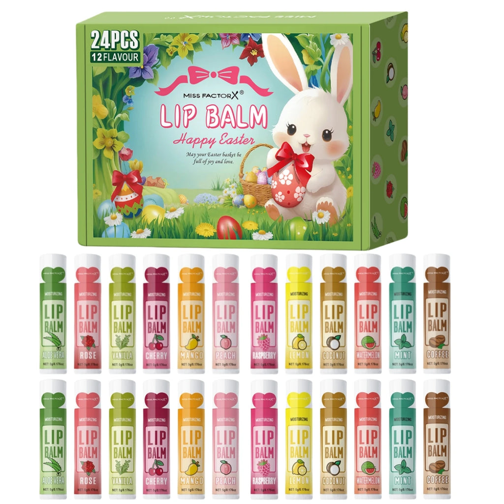 24PCS/box, Lip Balm Set, Moisturizing and Glossy, Easter Gift Set, Suitable for Dry Lips, Women's Gift Mother's Gift, Party Supp Oasis Select Lip Balm Set