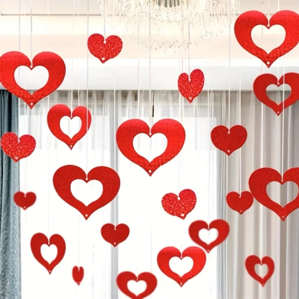 Sequin Heart String Garland Rain Curtain – 50 Pcs Party Decor