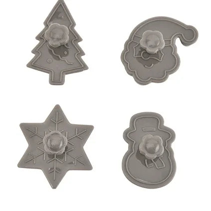 4PCS Mini Cookie Cutters, 3D Raised Cookie Stamps, Snowflake, Snowman, Candy Baking Molds, Christmas Ornament Cookie Cutter Oasis Select grey