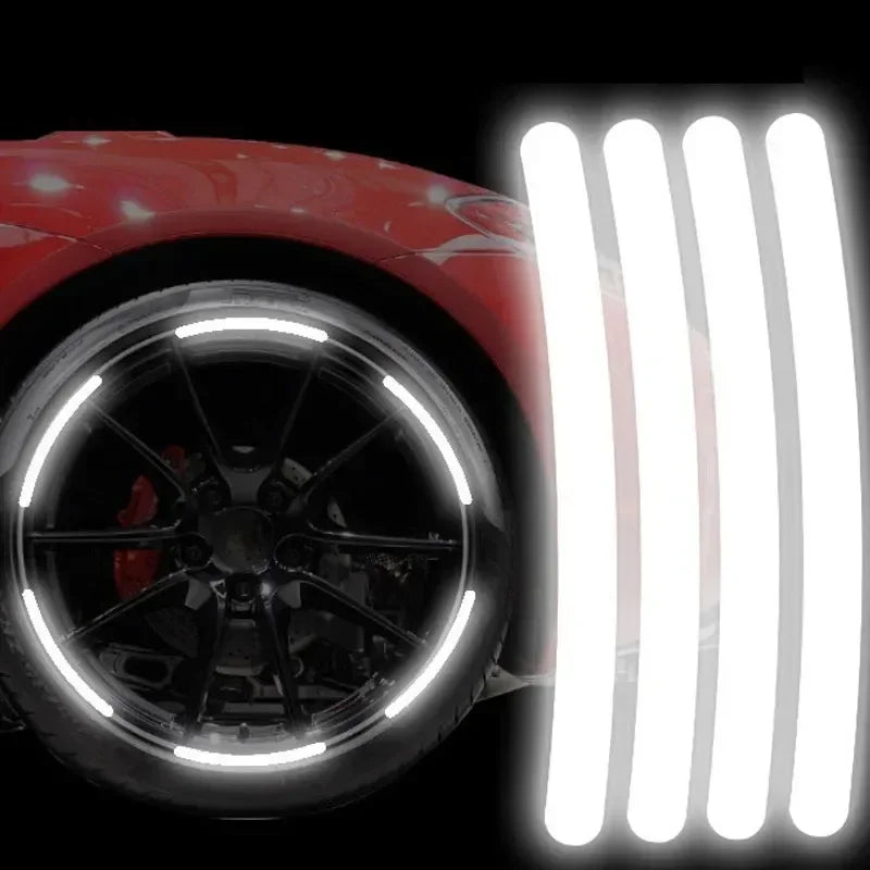 Car Wheel Hub Reflective Sticker Tire Rim Reflective Strips Luminous for Night Driving Car Bike Motorcycle Wheel Sticker Oasis Select